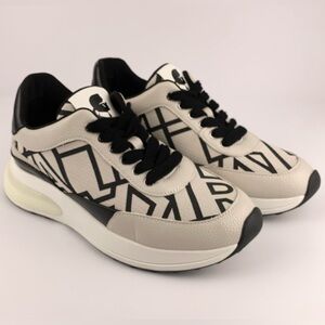 Karl Lagerfeld Paris Dallas Logo Sneakers Women 8.5 Cream Black